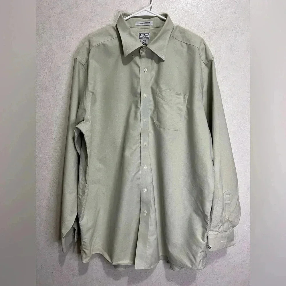 LL BEAN Button Down Shirt Wrinkle Resistant Size Big Tall Large (A2)